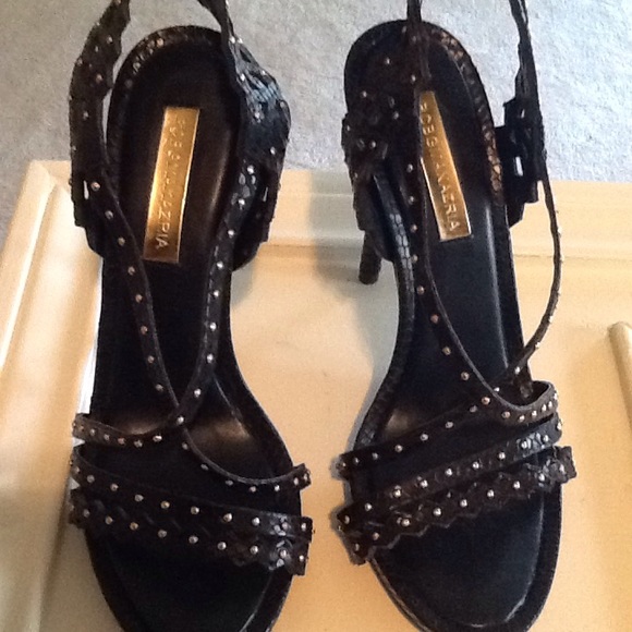 BCBG Ersa High Heeled Studded Laser Cut Sandals - Picture 4 of 7